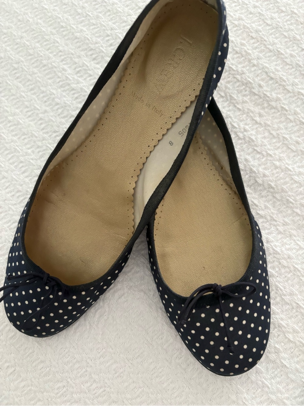 J. Crew Navy and White Polka Dot Lisette Ballet Flats